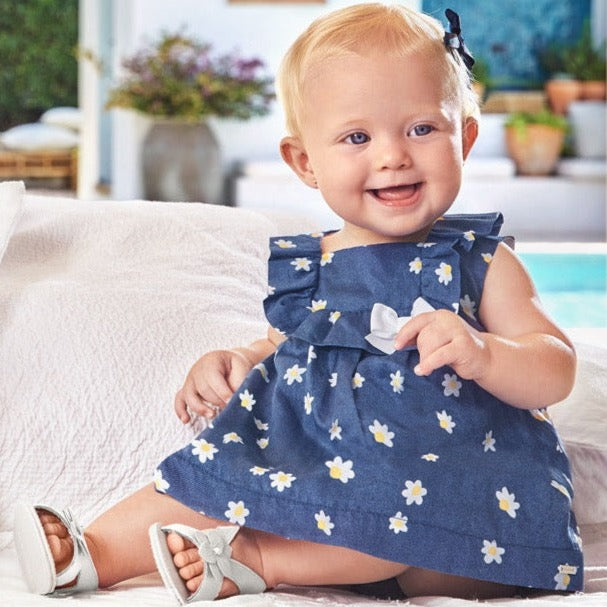 Bebés Niñas Blusa Con Calzon VESTIDO AZUL MARGARITAS CON CALZON