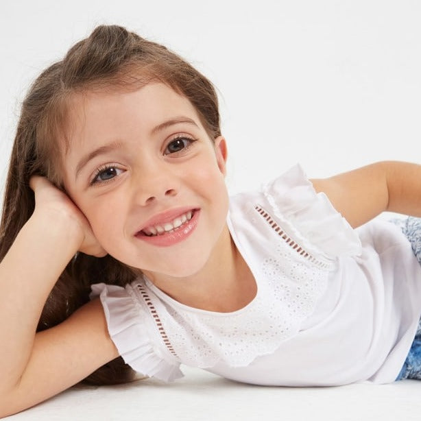 Petite Amelia - Playera de Manga Corta para niña, Blanco, 2