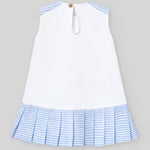 VESTIDO COMBINADO PLISADO RAYAS AZUL LINO “DORNA” NIÑA DE 2-6 AÑOS