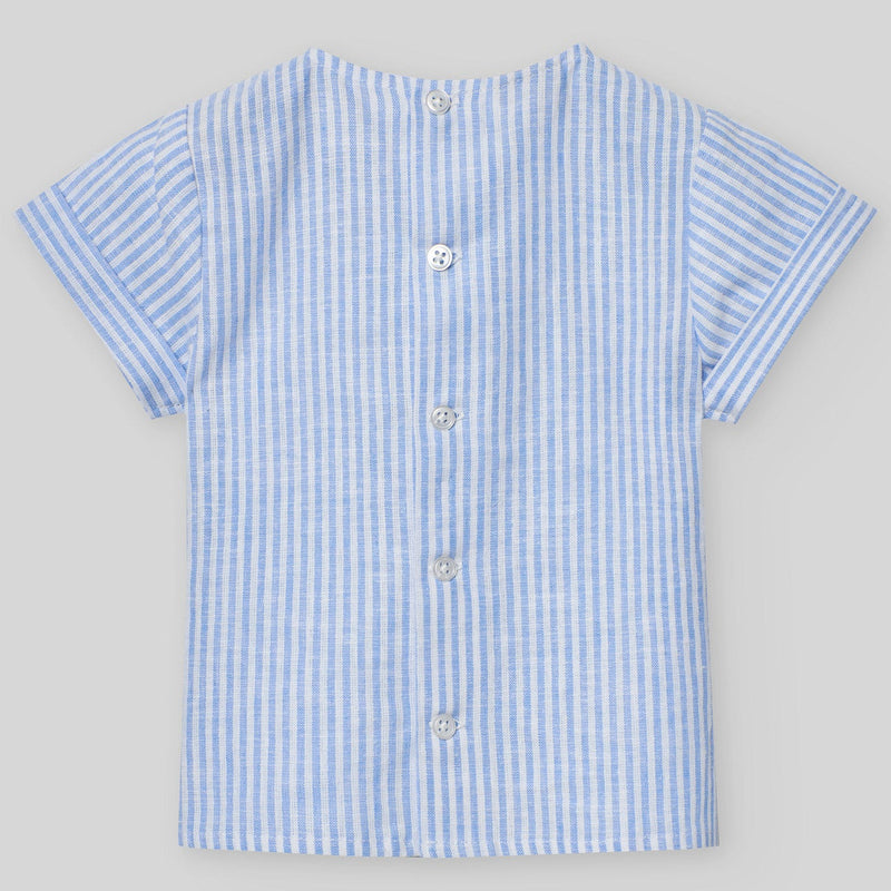 CONJUNTO BLUSA RAYAS M/C CON BERMUDA BLANCA “DORNA” NIÑO DE 12M-4 AÑOS