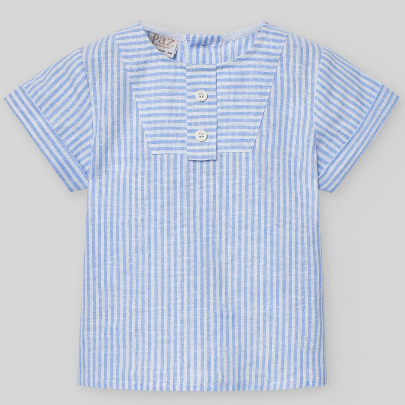 CONJUNTO BLUSA RAYAS M/C CON BERMUDA BLANCA “DORNA” NIÑO DE 12M-4 AÑOS
