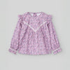 CONJUNTO BLUSA CON ENCAJE FLORES "VIOLETA" CON PANTALON PANA CRUDO