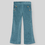 CONJUNTO SUETER VERDE PINO CON PANTALON PANA  BEIGE “POMPON" NIÑA DE 3-12 AÑOS
