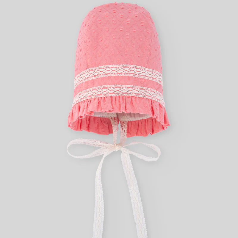 GORRO ALGODON CON PUNTILLA ROSA CHICLE