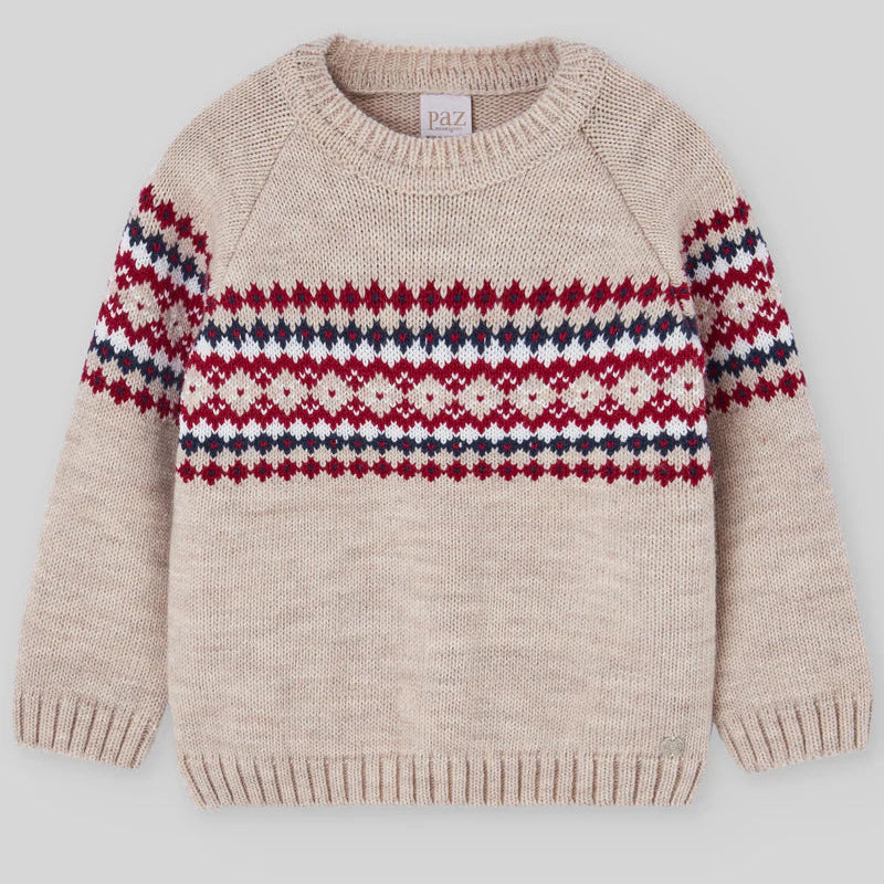 SUETER GRECAS ARENA-ROJO NAVIDEÑO "POMPON" NIÑO
