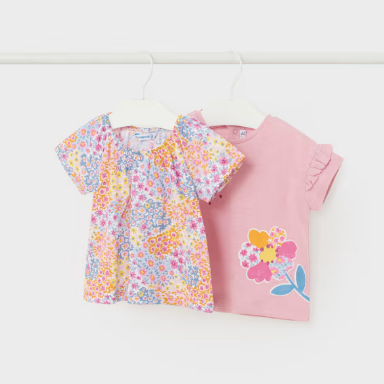 SET DE DOS PLAYERAS ALGODON NIÑA BEBE DE 12M-3 AÑOS