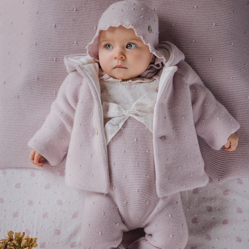 BOMBACHO LARGO PUNTO TELA "ERIZOS" ROSA NIÑA BEBE DE 1-9M