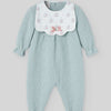 MAMELUCO PUNTO VERDE TISA CON PETO FLORES "SEMILLA" NIÑA BEBE 1-12M