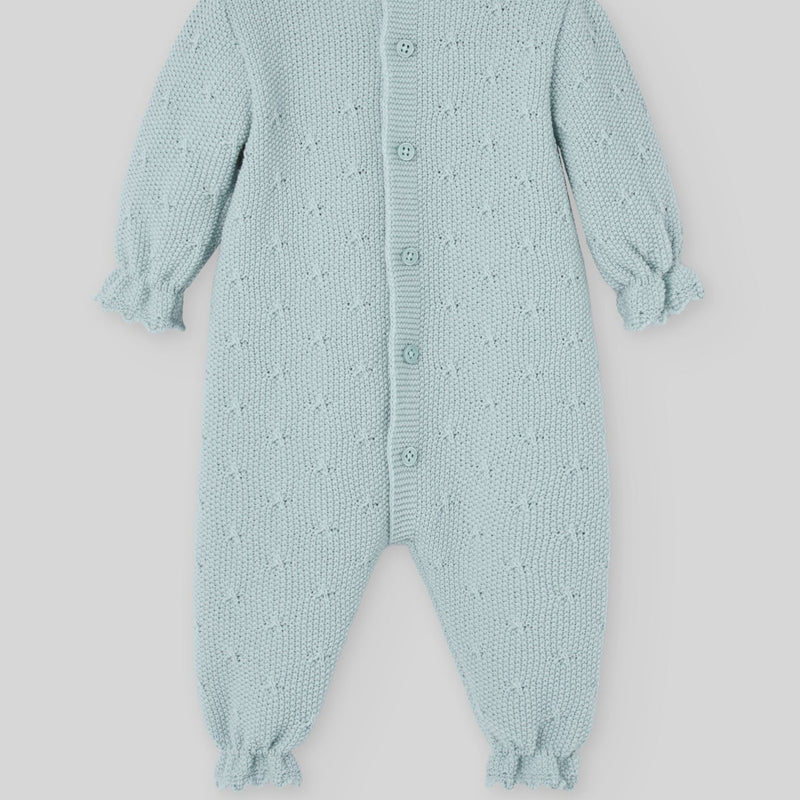MAMELUCO PUNTO VERDE TISA CON PETO FLORES "SEMILLA" NIÑA BEBE 1-12M