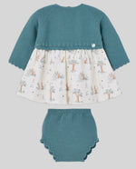 VESTIDO PUNTO LANA VERDE ABETO C/CALZON A JUEGO "POMPON"