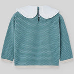 CONJUNTO SUETER VERDE PINO CON PANTALON PANA  BEIGE “POMPON" NIÑA DE 3-12 AÑOS