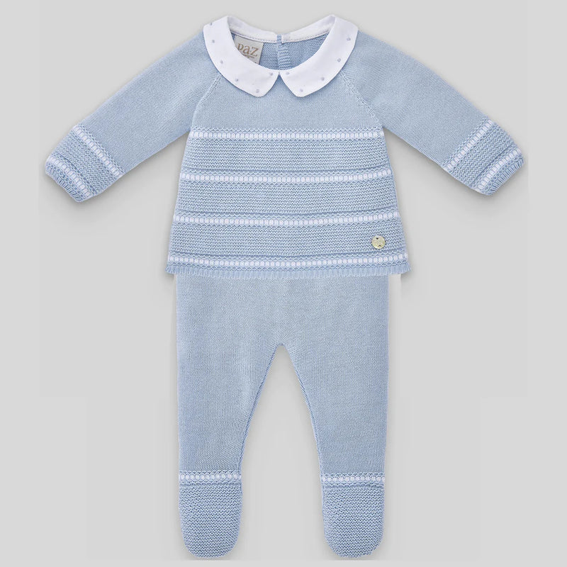 CONJUNTO PUNTO NIÑO M/L LECER AZUL CIELO-BCO