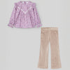CONJUNTO BLUSA CON ENCAJE FLORES "VIOLETA" CON PANTALON PANA CRUDO