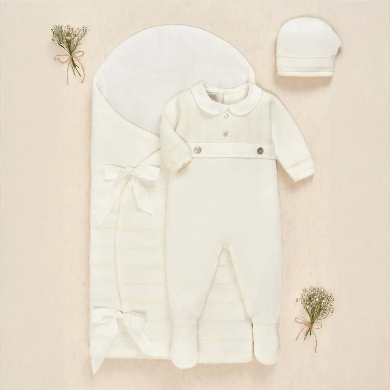 MAMELUCO PUNTO CON PIE "PAZ" NIÑO BEBE DE 1M-6M