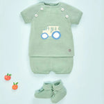 CONJUNTO PUNTO TRACTOR "GRANJA" VERDE AGAVE NIÑO BEBE
