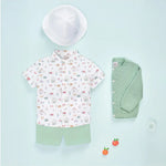 CONJUNTO CAMISA ESTAMPADA “GRANJA “ NIÑO DE 12M-4 AÑOS