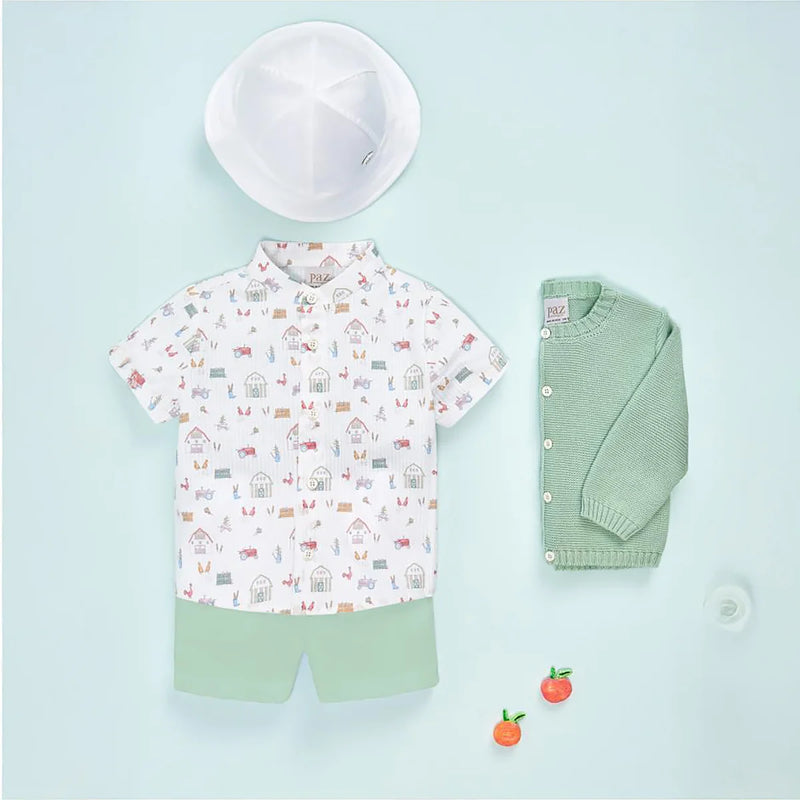 CONJUNTO CAMISA ESTAMPADA “GRANJA “ NIÑO DE 12M-4 AÑOS