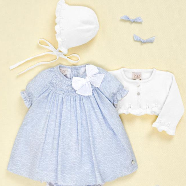 VESTIDO ESTAMPADO AZUL CIELO "VENTO" NIÑA BEBE DE 12M-4 AÑOS