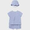 CONJUNTO 3 PZAS RAYAS AZUL BEBE NIÑO DE 4-6M-18M