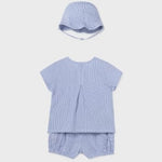 CONJUNTO 3 PZAS RAYAS AZUL BEBE NIÑO DE 4-6M-18M