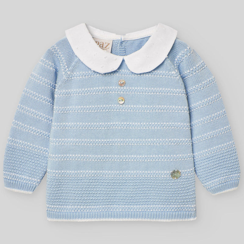 CONJUNTO PUNTO AZUL CIELO "PAZ" NIÑO BEBE DE 0M-3M