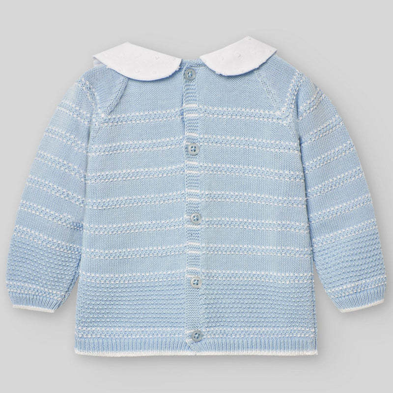 CONJUNTO PUNTO AZUL CIELO "PAZ" NIÑO BEBE DE 0M-3M