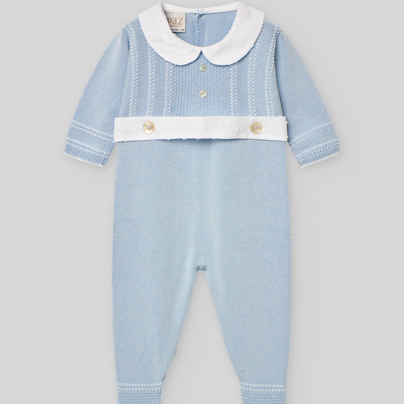 MAMELUCO PUNTO CON PIE "PAZ" NIÑO BEBE DE 1M-6M