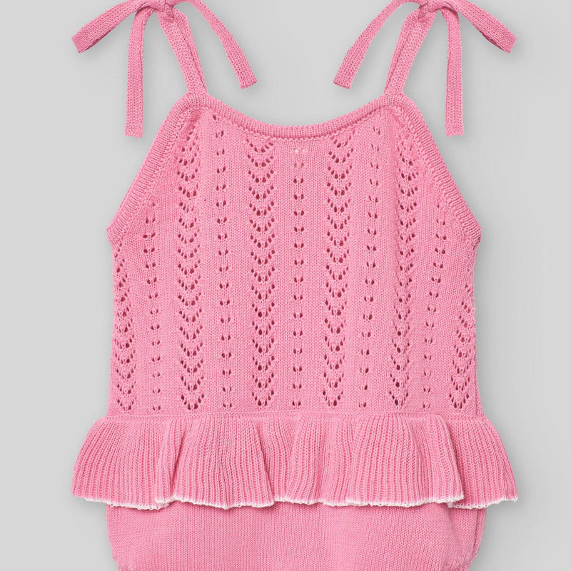 RANITA PUNTO ROSA CHICLE "CLAVEL" NIÑA BEBE DE 3M-12M