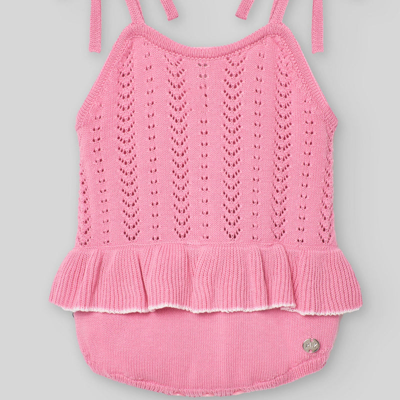 RANITA PUNTO ROSA CHICLE "CLAVEL" NIÑA BEBE DE 3M-12M