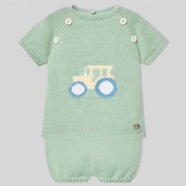 CONJUNTO PUNTO TRACTOR "GRANJA" VERDE AGAVE NIÑO BEBE