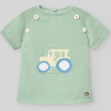 CONJUNTO PUNTO TRACTOR "GRANJA" VERDE AGAVE NIÑO BEBE