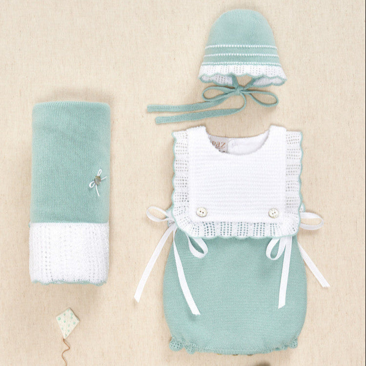 GORRO PUNTO VERDE AGUA "EIDO" NIÑA BEBE DE 3M-12M