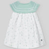 VESTIDO PUNTO TELA ELEFANTES VERDE AGUA "EIDO" NIÑA BEBE DE 3M-9M