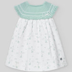 VESTIDO PUNTO TELA ELEFANTES VERDE AGUA "EIDO" NIÑA BEBE DE 3M-9M
