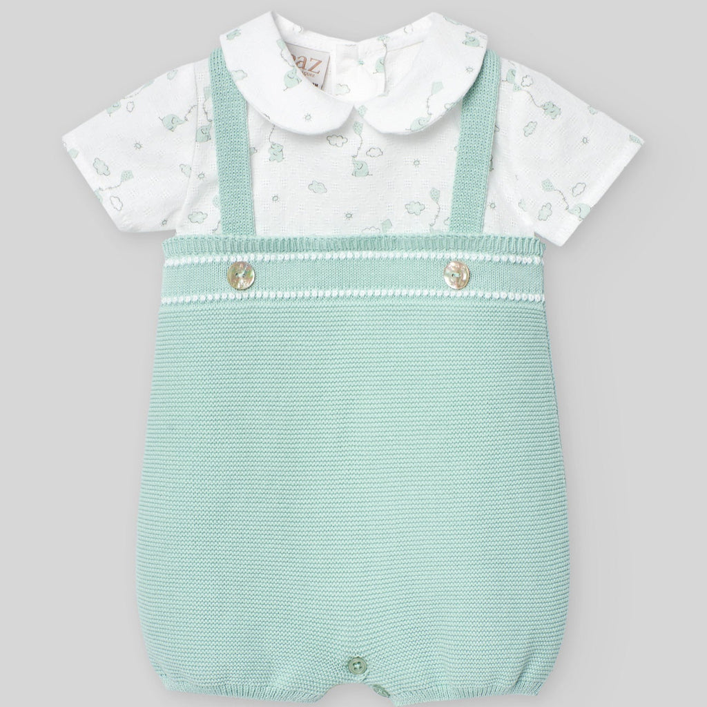 BOMBACHO PUNTO TELA "EIDO" VERDE AGUA NIÑO BEBE 1M-3M