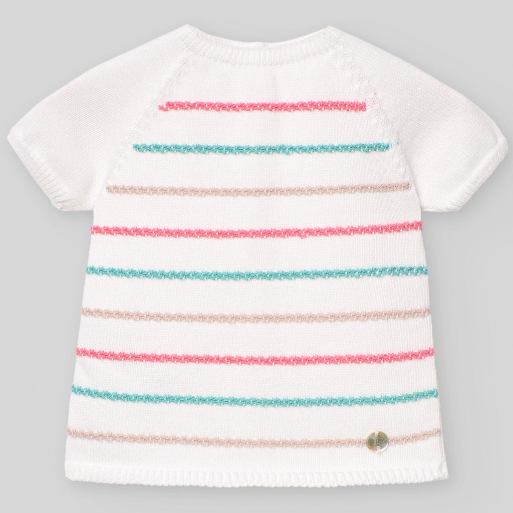 CONJUNTO PUNTO MULTICOLOR "FLOR" BEBE NIÑO DE 3M-9M