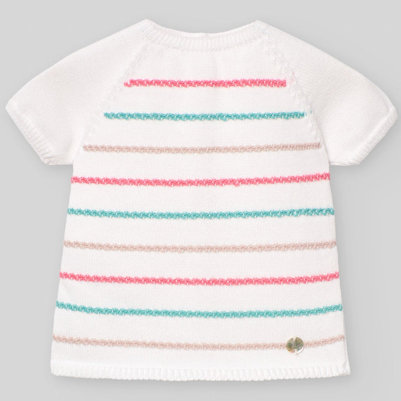 CONJUNTO PUNTO MULTICOLOR "FLOR" BEBE NIÑO DE 3M-9M
