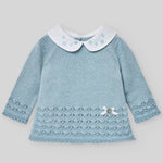 CONJUNTO SUETER CUELLO BORDADO A JGO BRAGA OPALO"SERAN" NIÑA BEBE DE 3M-12M