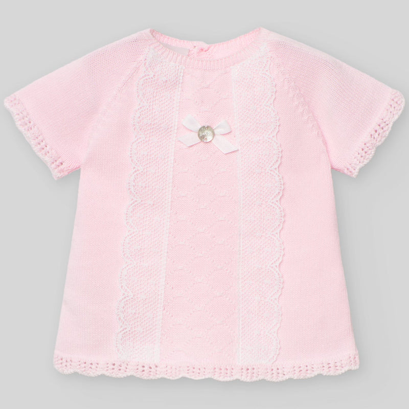 CONJUNTO PUNTO ALGODON ROSA M/C CON BRAGA PUNTO AJUEGO "LINDA"