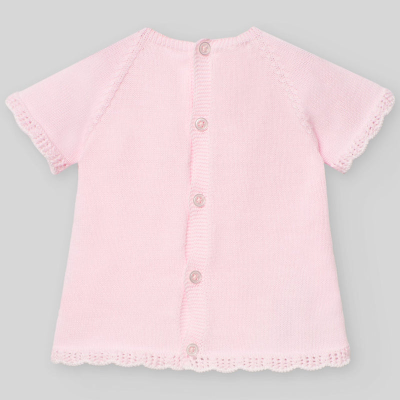 CONJUNTO PUNTO ALGODON ROSA M/C CON BRAGA PUNTO AJUEGO "LINDA"