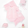 CONJUNTO PUNTO ALGODON ROSA M/C CON BRAGA PUNTO AJUEGO "LINDA"