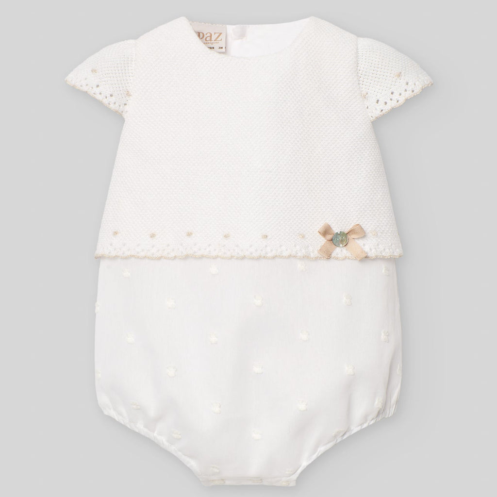 BOMBACHO UNISEX PUNTO TELA PLUMETY BCO-LINO DE 3M-12M