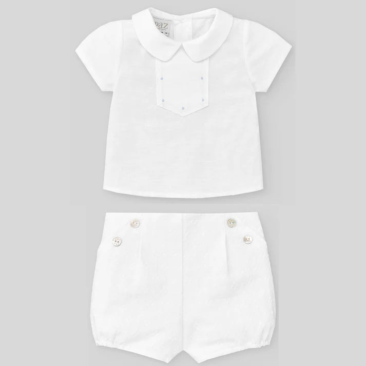 CONJUNTO BAUTIZO BEBE NIÑO BLANCO AURA