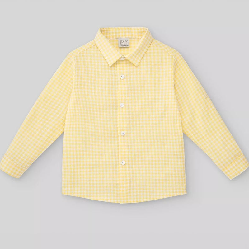 CAMISA NIÑO CUADROS AMARILLO PALMA  DE 24M A 10 AÑOS