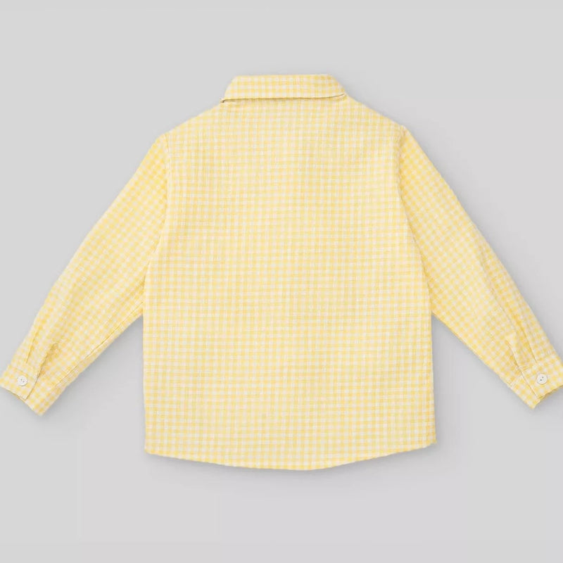 CAMISA NIÑO CUADROS AMARILLO PALMA  DE 24M A 10 AÑOS