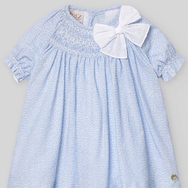 VESTIDO ESTAMPADO AZUL CIELO "VENTO" NIÑA BEBE DE 12M-4 AÑOS