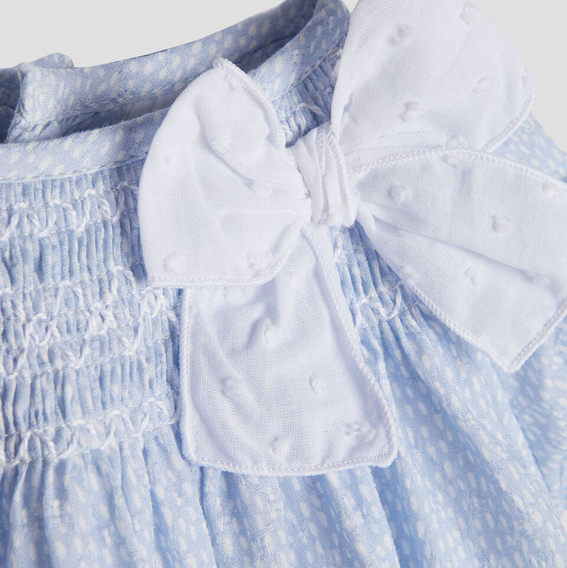 VESTIDO ESTAMPADO AZUL CIELO "VENTO" NIÑA BEBE DE 12M-4 AÑOS