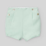 CONJUNTO BLUSA CON PANTALON CORTO VERDE AGUA "EIDO" NIÑO BEBE DE 6 M-24M