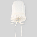 GORRO TELA CON ENCAJE CRUDO UNISEX BEBE DE 6M-12M