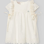 VESTIDO BORDADO LUNARES CRUDO CEREMONIA BEBE NIÑA DE 12M-24M